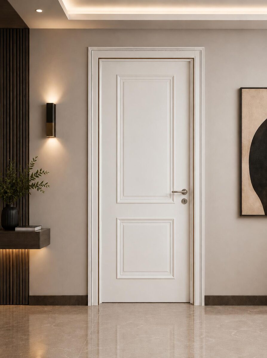 A white painted panelled internal door