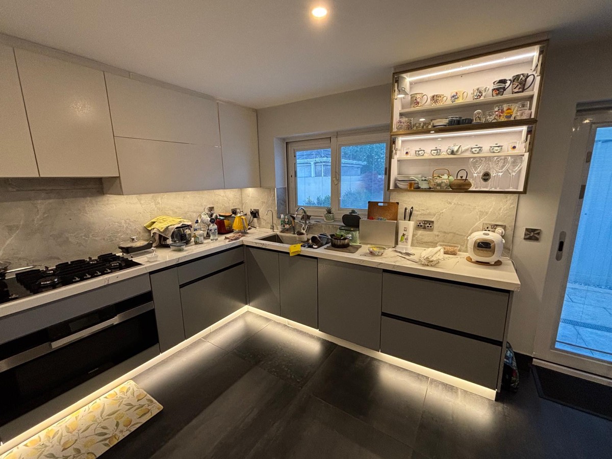 The hob run and window in a kitchen we designed and fitted in Dublin